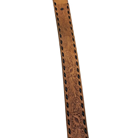 Washington Fire Fighters Belt Buckle & Tooled Leather Belt Vintage Siskiyou Buck - Picture 4 of 10